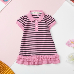 Váy mùa hè cotton Polo kẻ ngang size 1/7 tuổi