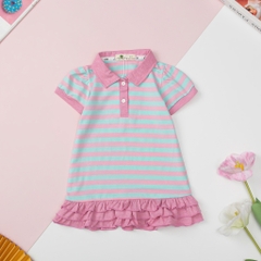 Váy mùa hè cotton Polo kẻ ngang size 1/7 tuổi