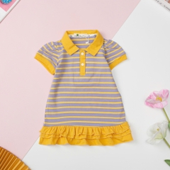 Váy mùa hè cotton Polo kẻ ngang size 1/7 tuổi