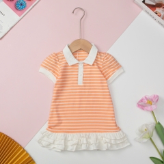 Váy mùa hè cotton Polo kẻ ngang size 1/7 tuổi