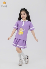 Bộ áo phông cổ bẻ kèm chân váy hình cô gái, capybara size 2/12 tuổi