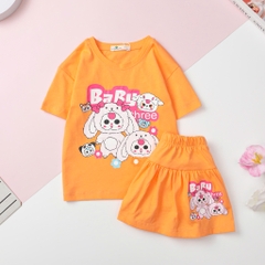 Bộ cộc tay Bé gái áo kèm chân váy chạy sọc size 4/10 tuổi