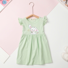 Váy cotton trẻ em - V02, Váy mùa hè tay cánh tiên cho bé gái từ 2/12 tuổi