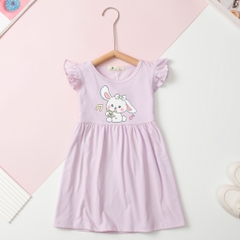 Váy cotton trẻ em - V02, Váy mùa hè tay cánh tiên cho bé gái từ 2/12 tuổi