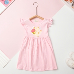 Váy cotton trẻ em - V02, Váy mùa hè tay cánh tiên cho bé gái từ 2/12 tuổi