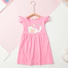 Váy cotton trẻ em - V02, Váy mùa hè tay cánh tiên cho bé gái từ 2/12 tuổi