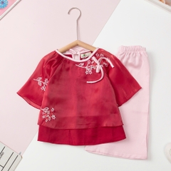 Bộ thời trang trẻ em - F02, Bộ quần dài, áo lụa size 2 đến 10 tuổi
