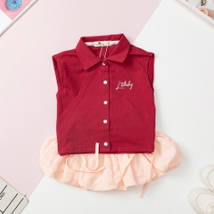 Bộ thời trang TE- F02, Bộ áo thun cổ bẻ, chân váy phồng size 2/10 tuổi