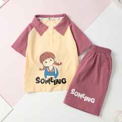 Bộ cotton trẻ em-bé gái G001 4/12
