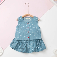 Bộ thời trang trẻ em - F02 2/10 váy giả jean