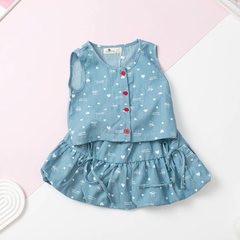 Bộ thời trang trẻ em - F02 2/10 váy giả jean
