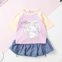Bộ thời trang trẻ em - F02 size 2/10 chân váy nơ