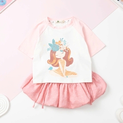 Bộ thời trang trẻ em - F02 size 2/10 chân váy nơ