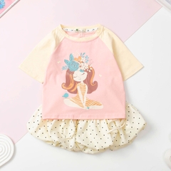 Bộ thời trang trẻ em - F02 size 2/10 chân váy nơ
