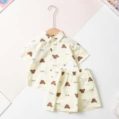 Bộ cotton trẻ em - bé trai B002, bộ sơ mi đi học, đi chơi size 9/36 tháng