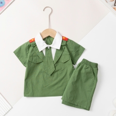 Bộ cotton trẻ em - bé trai B001 1/7 bộ đội