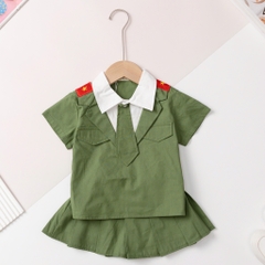Bộ cotton trẻ em - bé trai B001 1/7 bộ đội