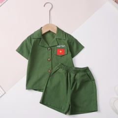Bộ cotton trẻ em - bé trai B001 1/7 bộ đội