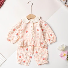 Bộ pijama đũi cotton trẻ em - bé gái ĐG002 1/7