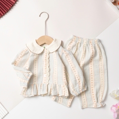 Bộ pijama đũi cotton trẻ em - bé gái ĐG002 1/7