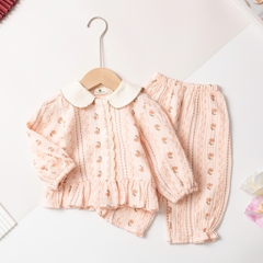 Bộ pijama đũi cotton trẻ em - bé gái ĐG002 1/7