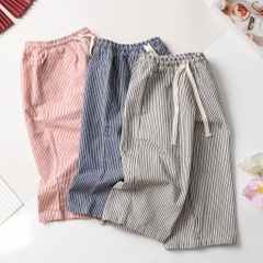 Quần trẻ em - Q09 size 4/14T, Quần Ống Rộng Kẻ Sọc buộc dây
