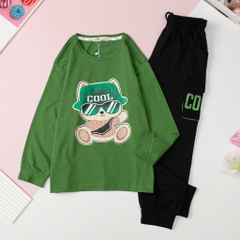 T411 Bộ cotton thu đông Bé trai túi hộp 8/16 tuổi