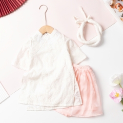 Áo dài trẻ em - AD03 1/7- gấm hoa nổi