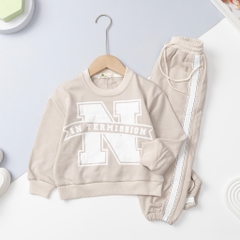 Bộ nỉ bé trai, bé gái in chữ N size cho bạn từ 28kg - 55kg