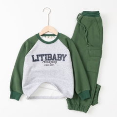 Bộ thời trang trẻ em - F07 8/14 nỉ in Litibaby