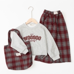 Bộ thời trang trẻ em-F04 nỉ quần kẻ 6/14
