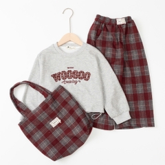 Bộ thời trang trẻ em-F04 nỉ quần kẻ 6/14