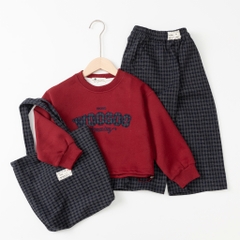 Bộ thời trang trẻ em-F04 nỉ quần kẻ 6/14