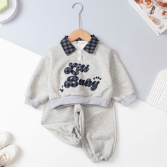 Bộ cotton trẻ em-bé trai ĐB001-cổ caro 2/7 tuổi