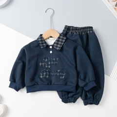 Bộ cotton trẻ em-bé trai ĐB001-cổ caro 2/7 tuổi