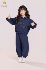 Bộ cotton trẻ em-bé trai ĐB001-cổ caro 2/7 tuổi