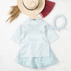 Áo dài trẻ em - AD03 1/7- gấm hoa nổi