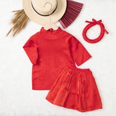 Áo dài trẻ em - AD03 1/7- gấm hoa nổi