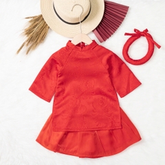 Áo dài trẻ em - AD03 1/7- gấm hoa nổi