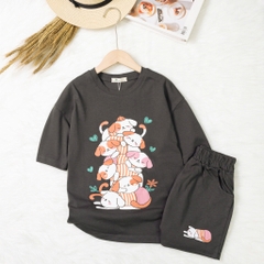 Bộ cotton trẻ em - bé gái G001 8/14-TS10