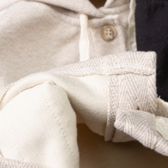 Bộ thời trang trẻ em - F04 2/7 áo mũ, cổ bẻ cài khuy BG