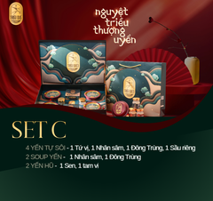 NGUYỆT TRIỀU THƯỢNG UYỂN -  Hộp Cao Cấp Yến Tự Sôi 140ml, Soup Yến ăn liền 140ml & Hũ Yến Chưng Sẵn 70ml