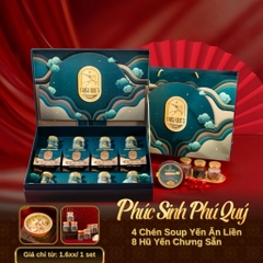 PHÚC SINH PHÚ QUÝ - Hộp 4 chén Soup Yến Ăn Liền, 8 Yến Hũ Chưng Sẵn