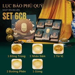 SET LỤC BẢO PHÚ QUÝ -  Hộp Cao Cấp 6 Chén Soup Yến Ăn Liền 140ml