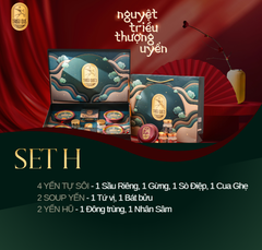 NGUYỆT TRIỀU THƯỢNG UYỂN -  Hộp Cao Cấp Yến Tự Sôi 140ml, Soup Yến ăn liền 140ml & Hũ Yến Chưng Sẵn 70ml