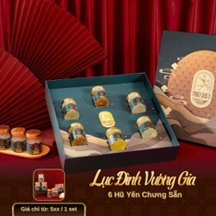 LỤC ĐÌNH VƯƠNG GIA -  Hộp Cao Cấp 6 Hũ Yến Chưng Sẵn 70ml