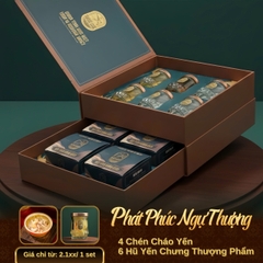 PHÁT PHÚC NGỰ THƯỢNG - Hộp 4 chén Cháo Yến Ăn Liền, 6 Yến Hũ Thượng Phẩm