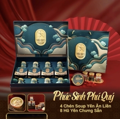 PHÚC SINH PHÚ QUÝ - Hộp 4 chén Soup Yến Ăn Liền, 8 Yến Hũ Chưng Sẵn
