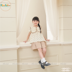 Áo sơ mi tay cộc bé gái chất xô muslin A0480
