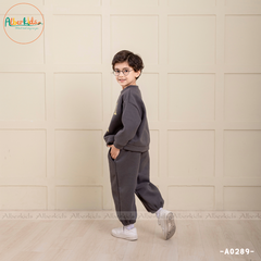 Bộ đồ nỉ bé trai in hình không mũ A0289